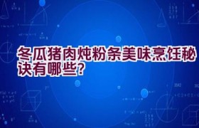 冬瓜猪肉炖粉条美味烹饪秘诀有哪些？