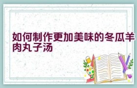 如何制作更加美味的冬瓜羊肉丸子汤