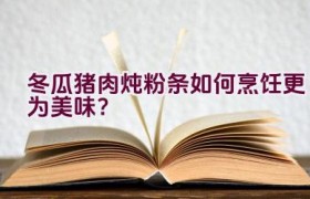 冬瓜猪肉炖粉条如何烹饪更为美味？