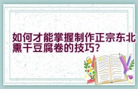 如何才能掌握制作正宗东北熏干豆腐卷的技巧？