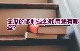 冬瓜的多种益处和用途有哪些？