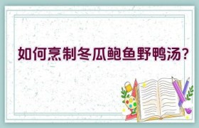 如何烹制冬瓜鲍鱼野鸭汤？