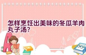 怎样烹饪出美味的冬瓜羊肉丸子汤？