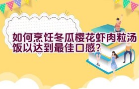 如何烹饪冬瓜樱花虾肉粒汤饭以达到最佳口感？