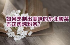 如何烹制出美味的东北酸菜五花肉炖粉条？