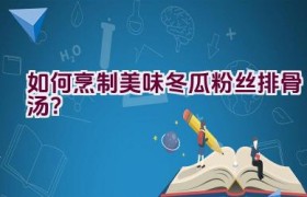 如何烹制美味冬瓜粉丝排骨汤？