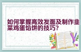 如何掌握高效发面及制作韭菜鸡蛋馅饼的技巧？