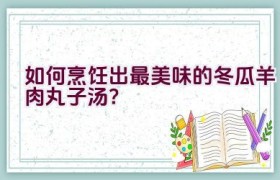 如何烹饪出最美味的冬瓜羊肉丸子汤？