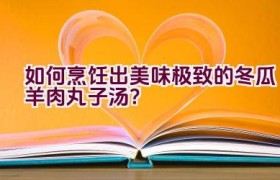 如何烹饪出美味极致的冬瓜羊肉丸子汤？