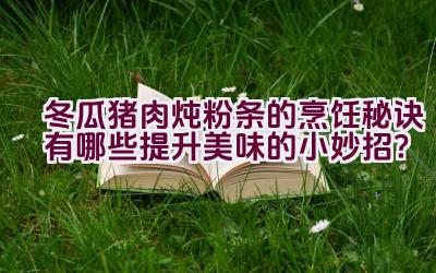 冬瓜猪肉炖粉条的烹饪秘诀有哪些提升美味的小妙招？插图