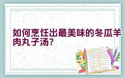 如何烹饪出最美味的冬瓜羊肉丸子汤？插图