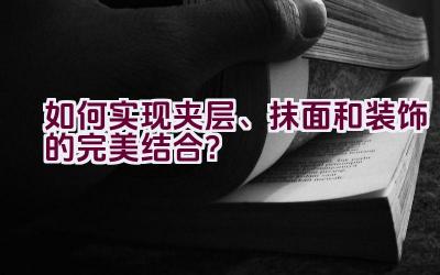 如何实现夹层、抹面和装饰的完美结合？插图